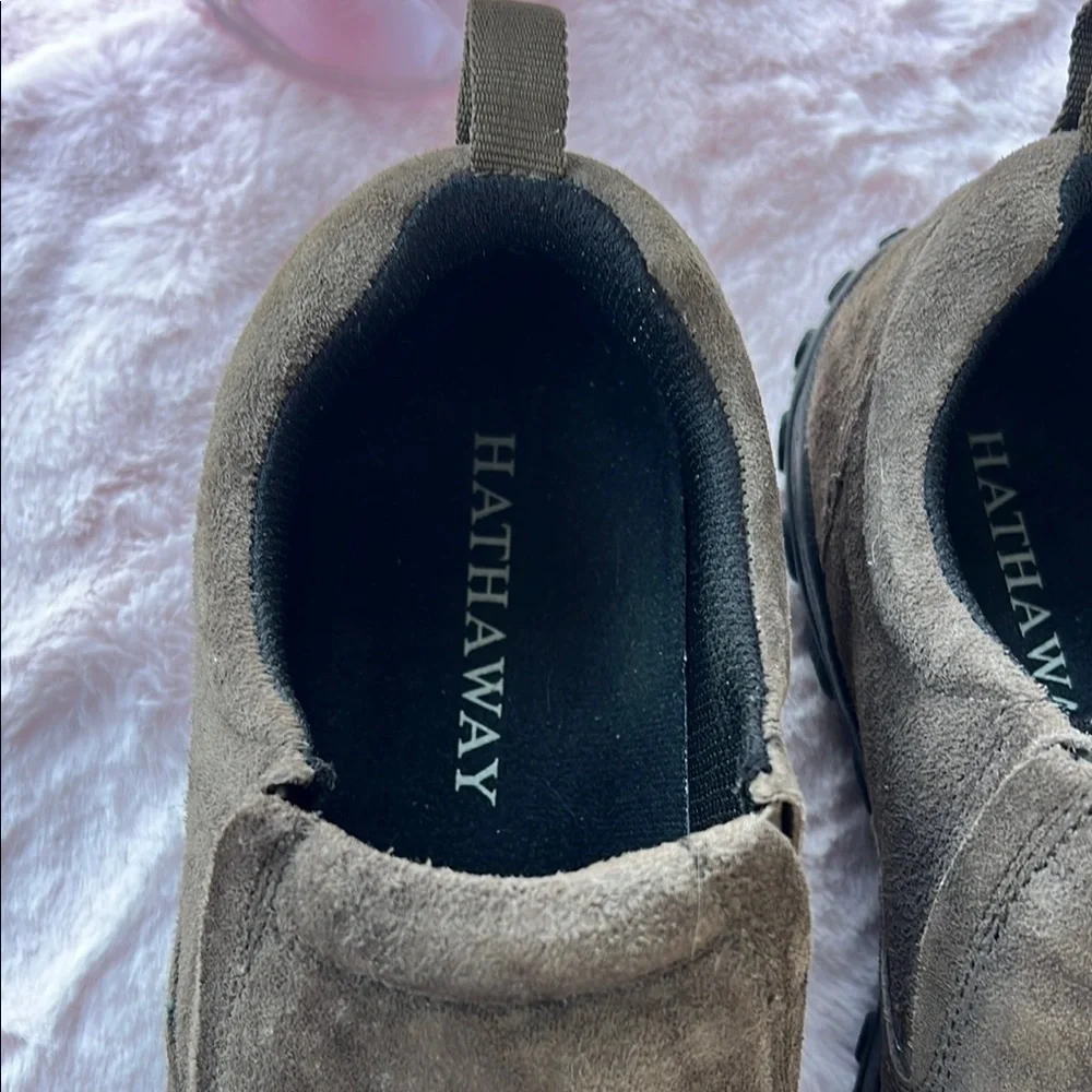Brown Suede Slip-On Loafers with Durable Rubber Sole b66